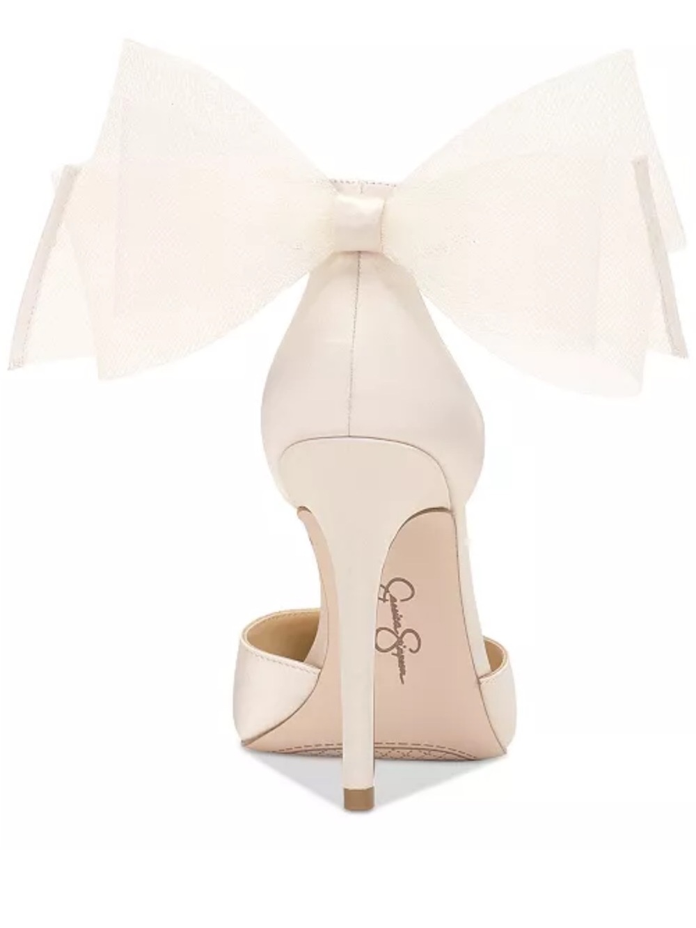 Jessica Simpson Ivory Satin Bow Stiletto Heels